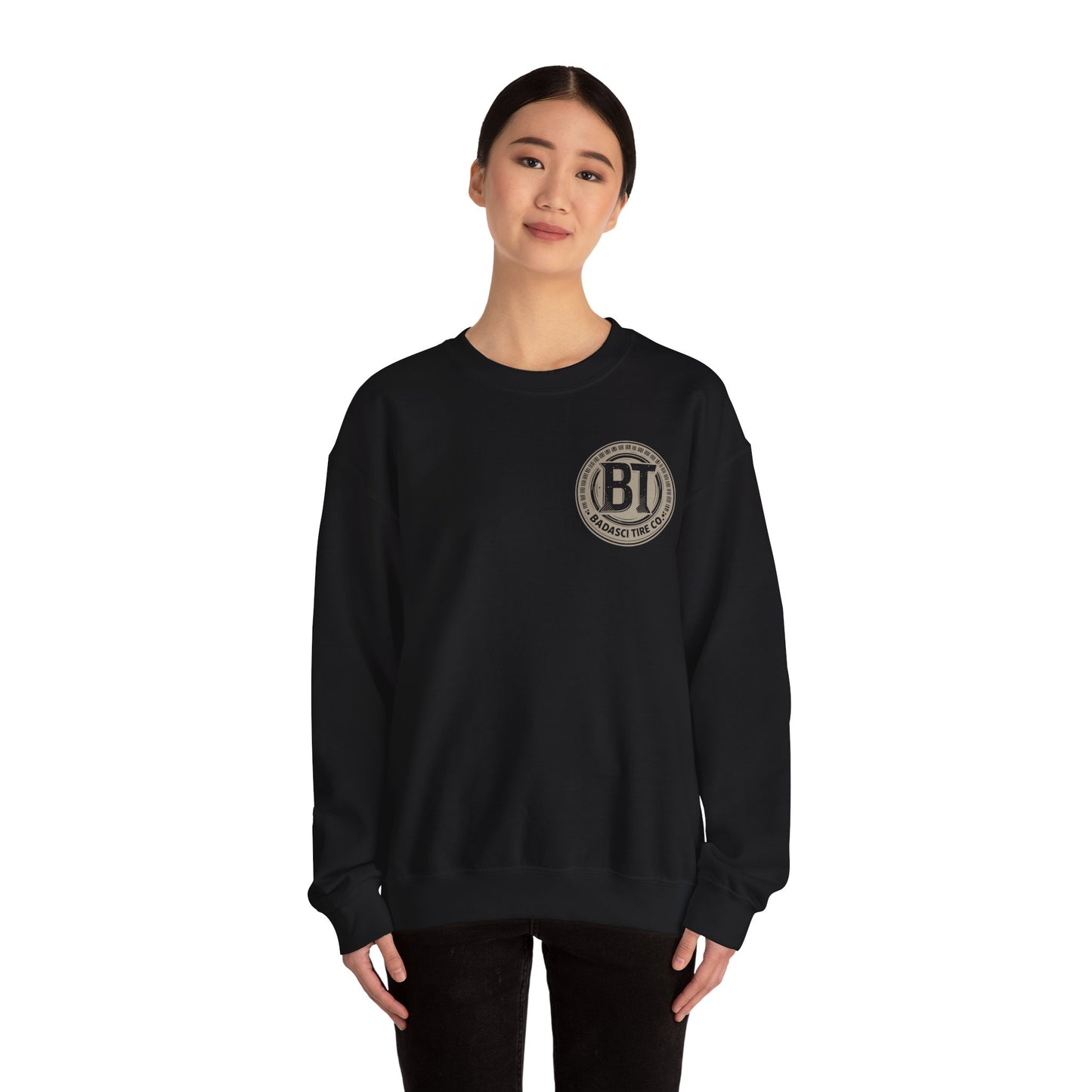 BT Badass-ee - Black Crewneck Sweatshirt (w/o Arm Design)