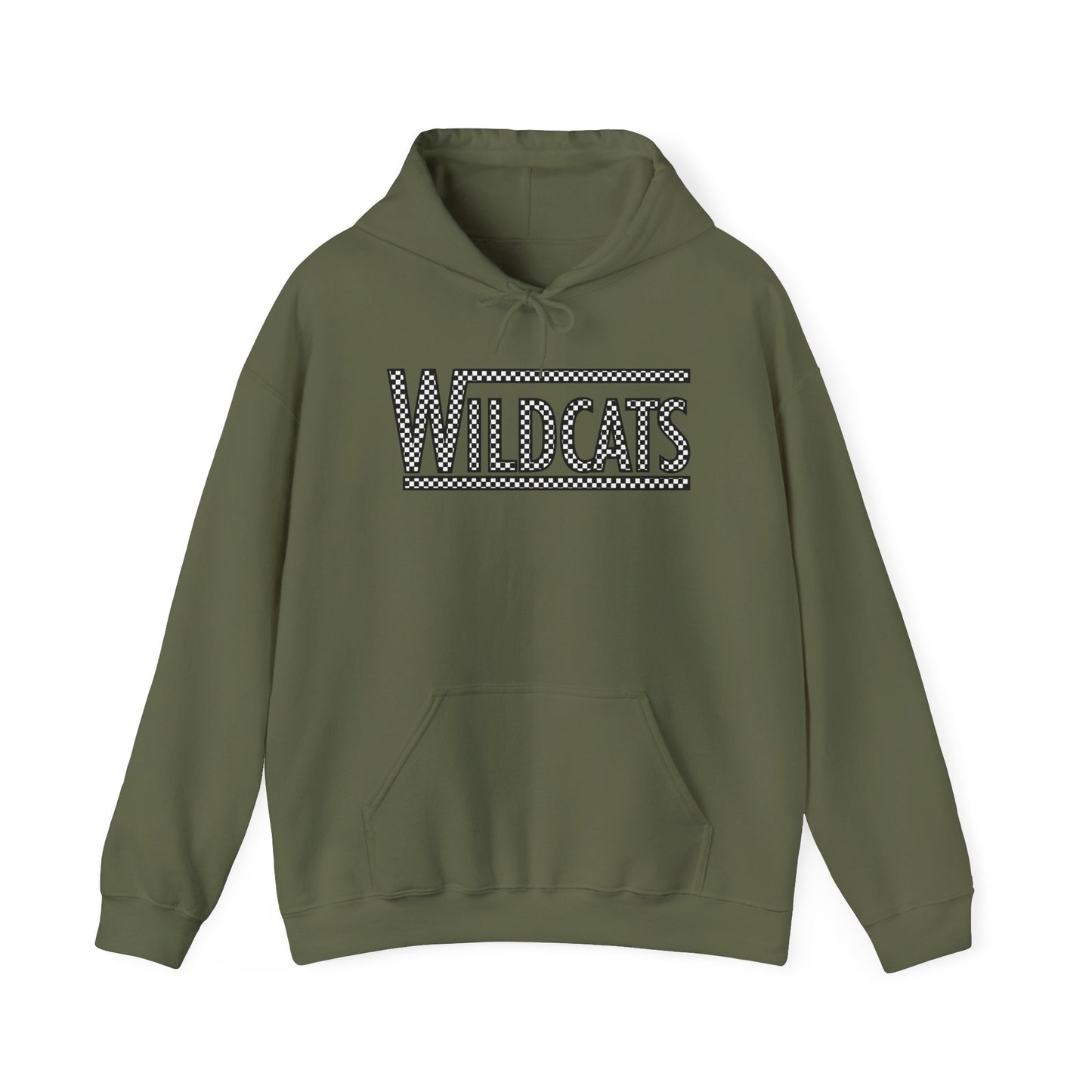 Checkered Wildcats Unisex Heavy Blend Hoodie - Military Green