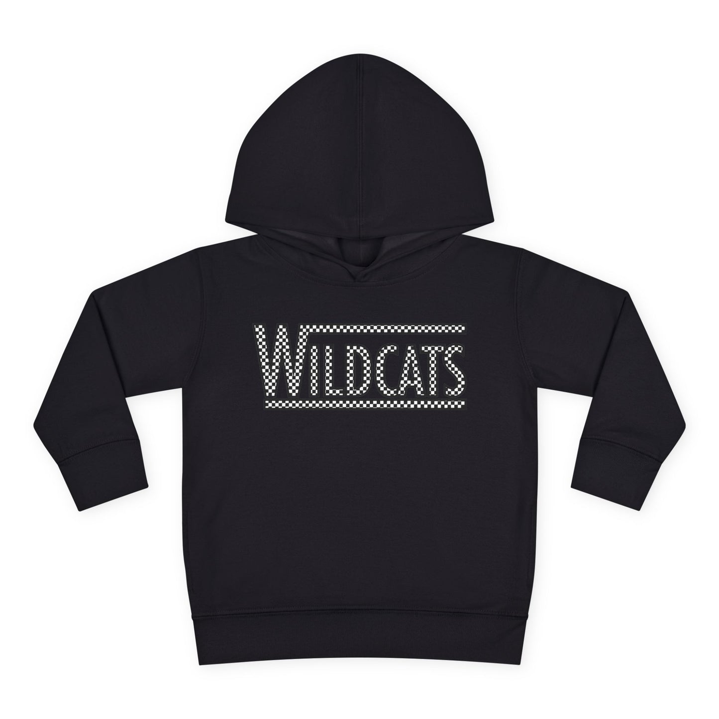 Checkered Wildcats Toddler Pullover Fleece Hoodie - Black