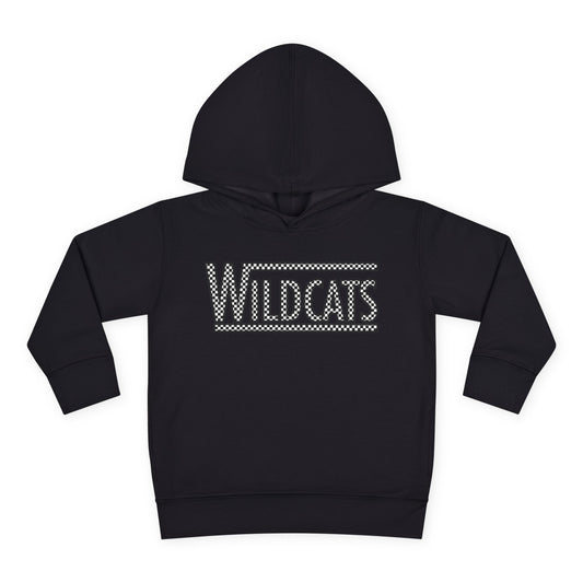 Checkered Wildcats Toddler Pullover Fleece Hoodie - Black