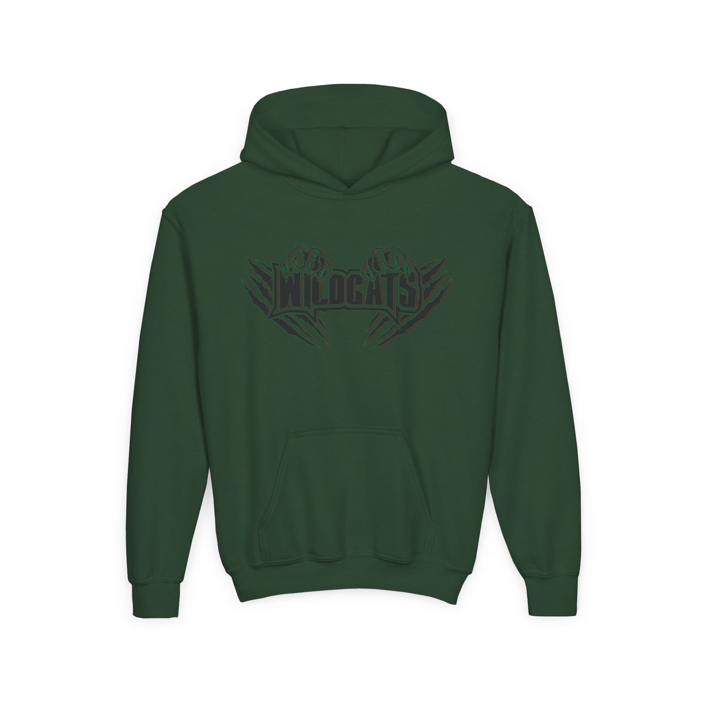 Wildcats Claws Youth Hooded Sweatshirt - Forest Green