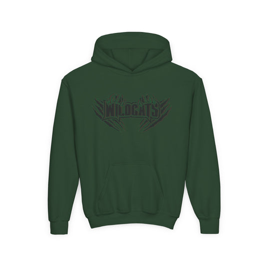 Wildcats Claws Youth Hooded Sweatshirt - Forest Green