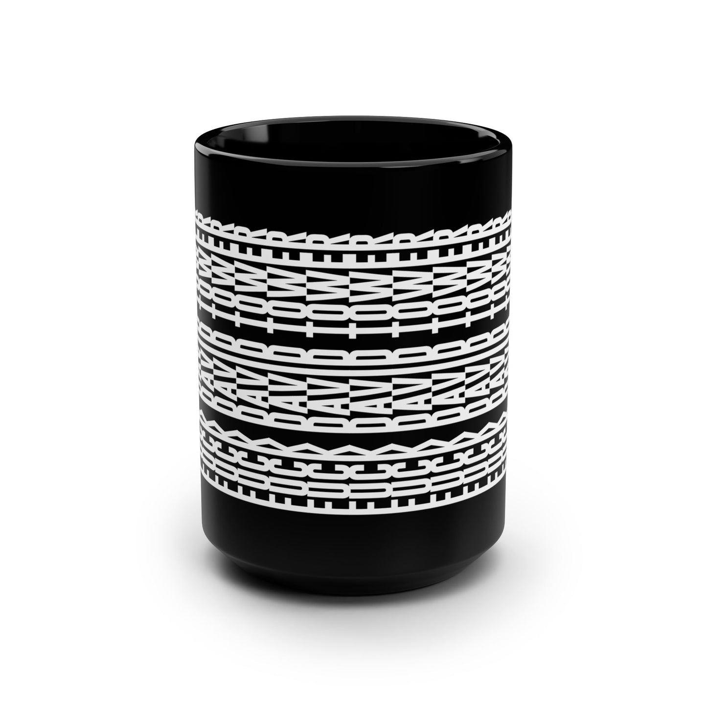 Bold Black Mug with Unique White Pattern - 15oz Coffee Cup for Trendsetters