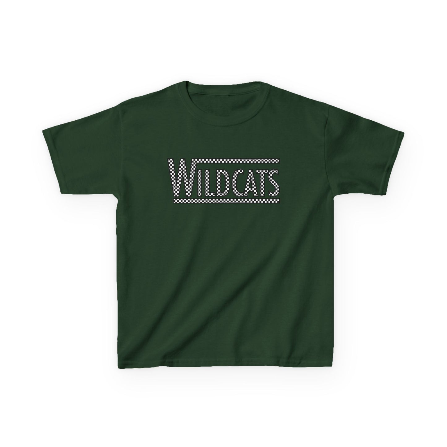 Checkered Wildcats Youth Tee - Forest Green