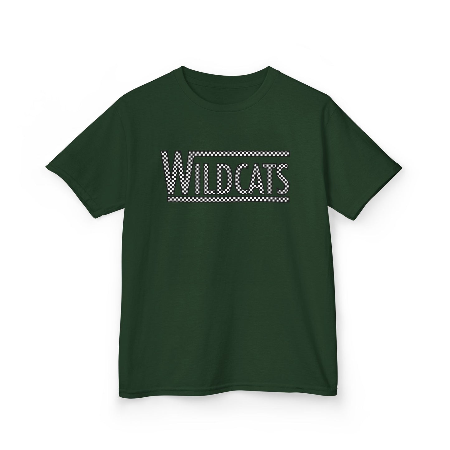 Checkered Wildcats Youth Tee - Forest Green