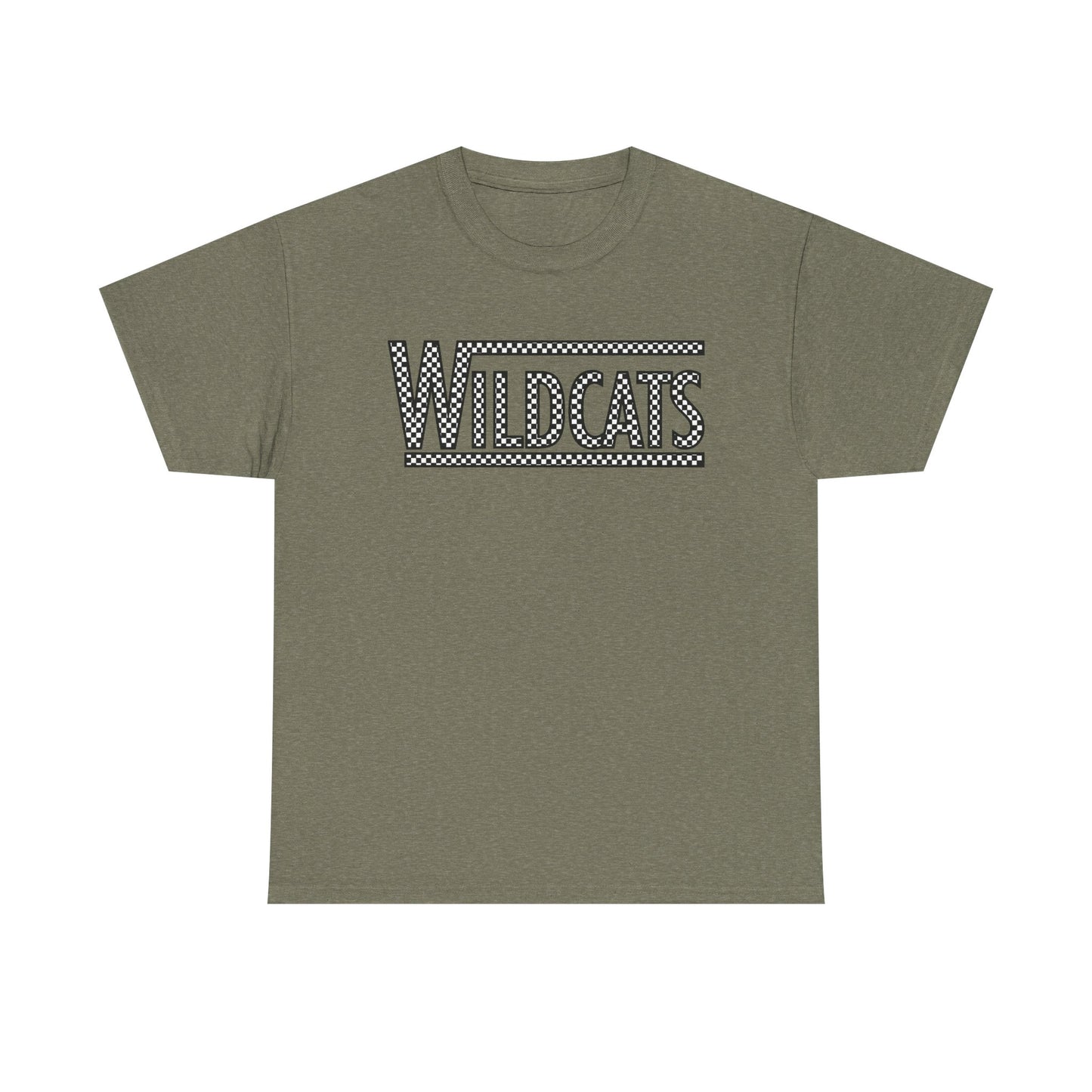 Checkered Wildcats Unisex Tee - Heather Military Green