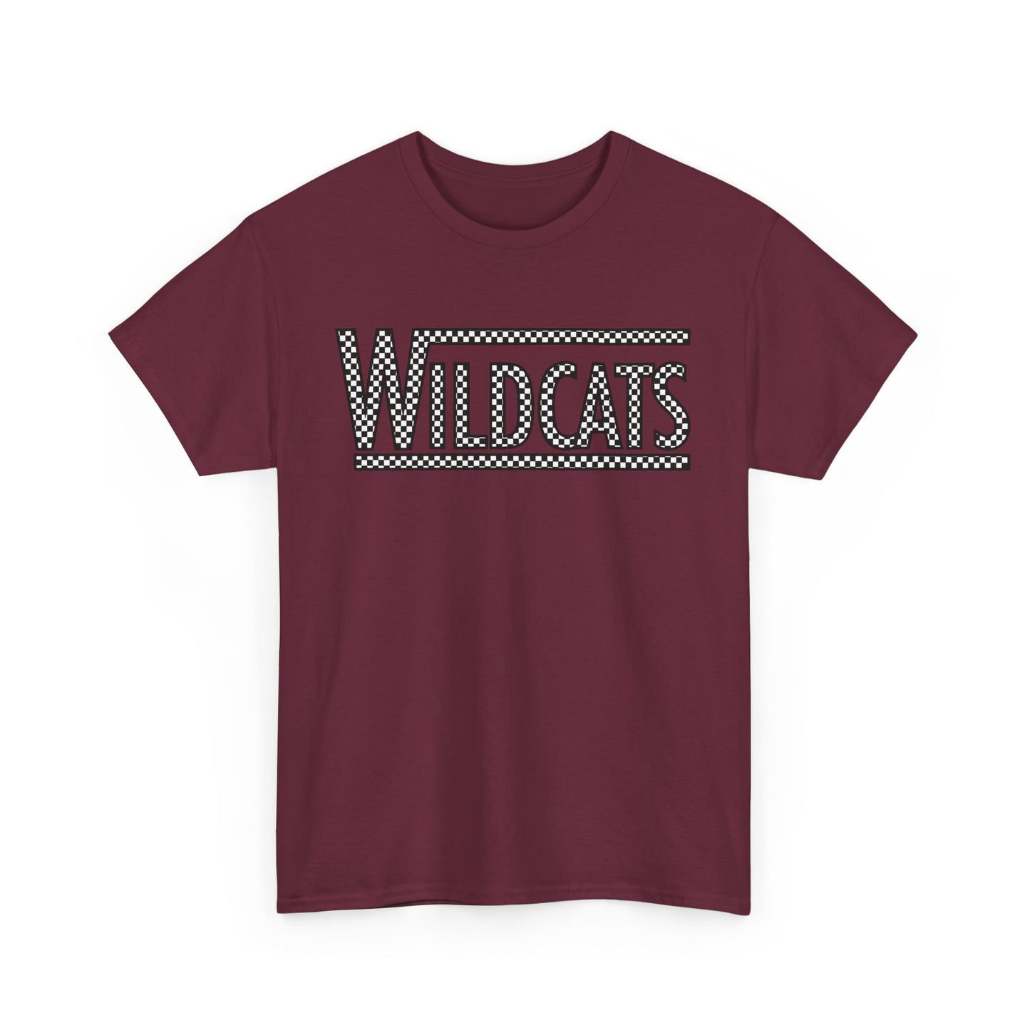 Checkered Wildcats Unisex Tee - Maroon