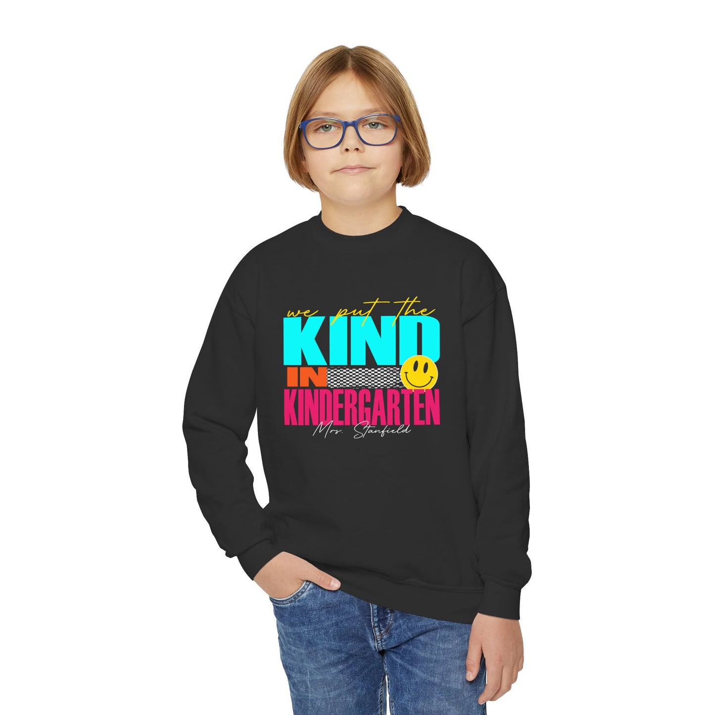 Youth Kind Crewneck Sweatshirt, Cute Kindergarten Sweatshirt, Teacher Gift, Back to School, Kids' Unisex Pullover