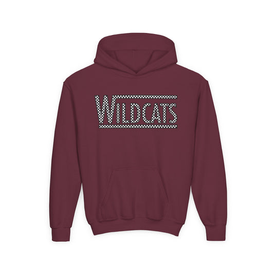 Checkered Wildcats Youth Hoodie - Maroon