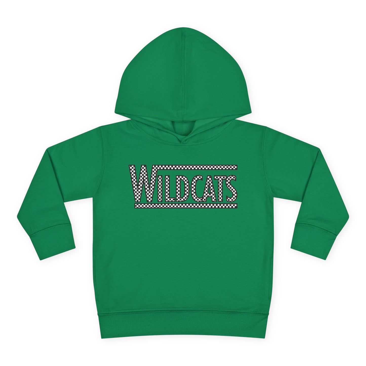 Checkered Wildcats Toddler Pullover Fleece Hoodie - Kelly Green