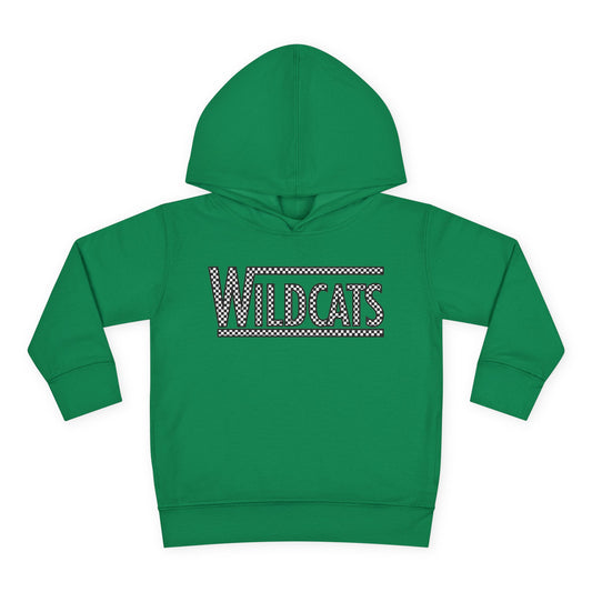 Checkered Wildcats Toddler Pullover Fleece Hoodie - Kelly Green