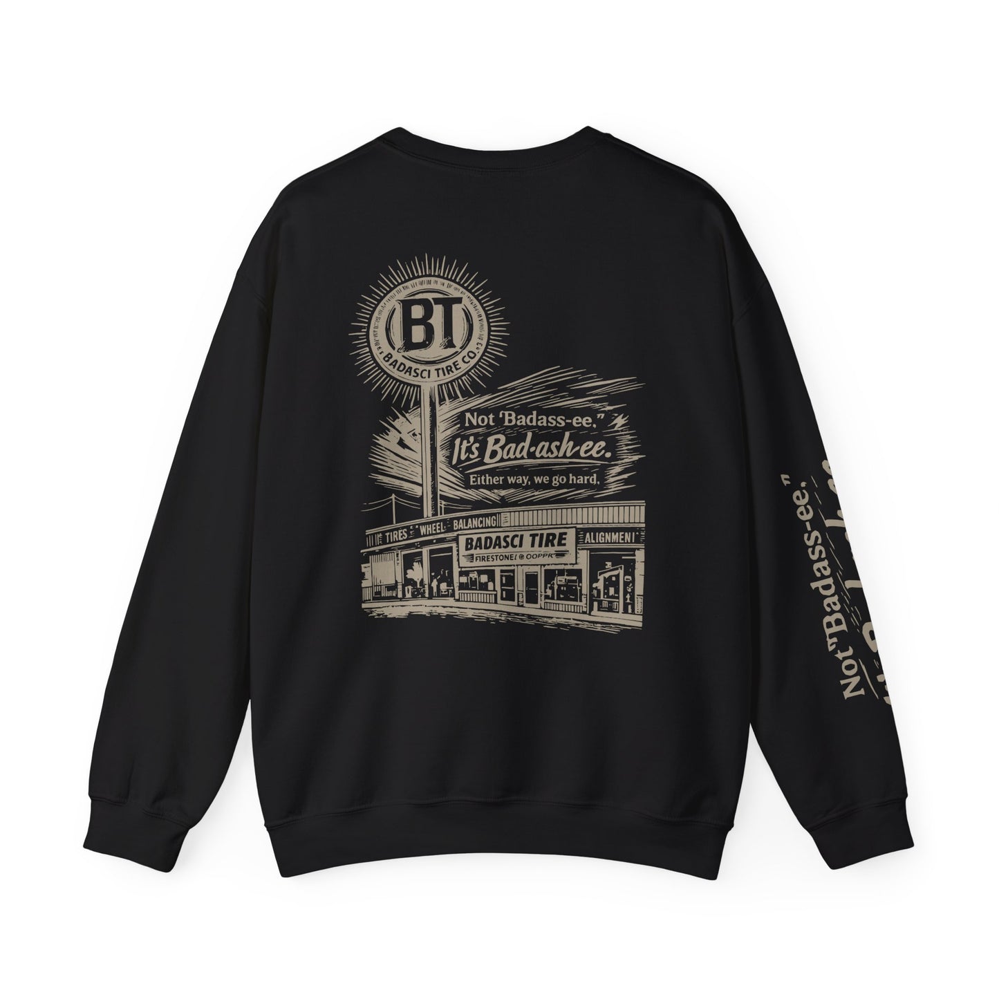 BT Badass-ee - Black Crewneck Sweatshirt