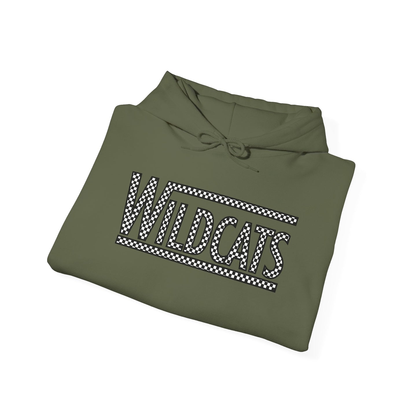 Checkered Wildcats Unisex Heavy Blend Hoodie - Military Green