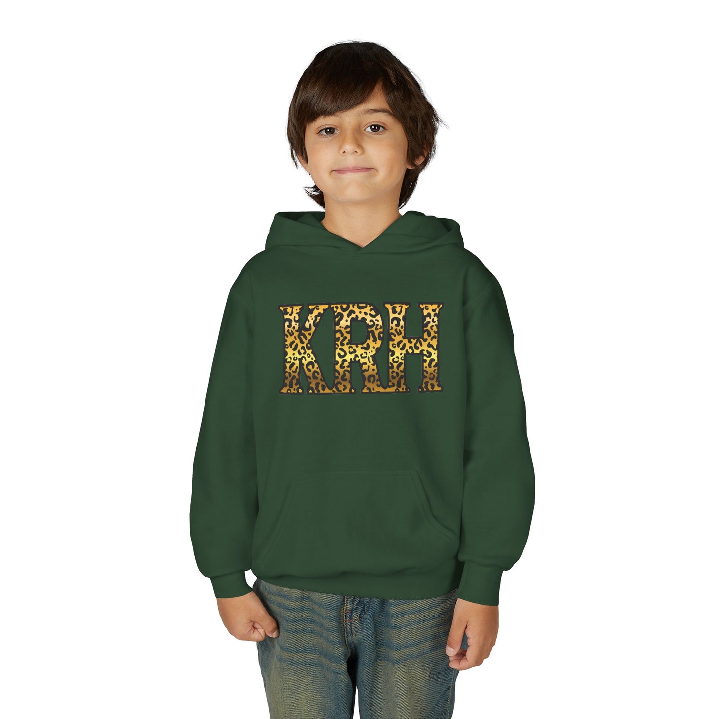 KRH Leopard Print Youth Hoodie - Forest Green
